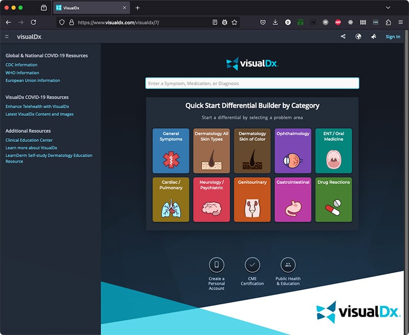 https://www.visualdx.com/visualdx/7/ webpage screenshot