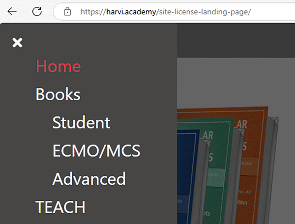 Screenshot of Harvi database license landing page