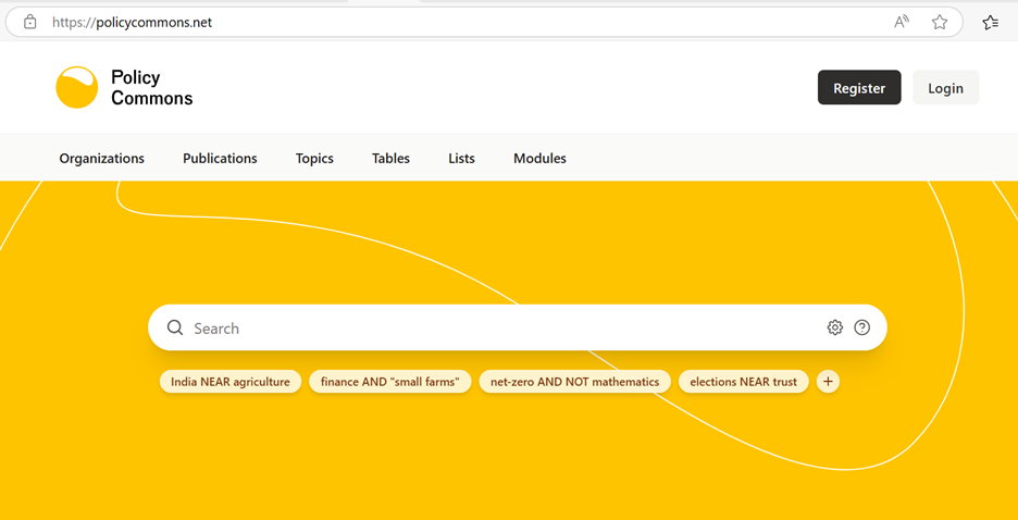 Screenshot of Harvi database homepage